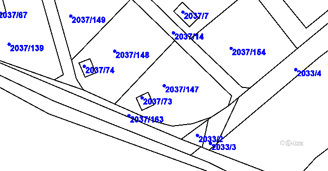 Parcela st. 2037/147 v KÚ Bílovec-město, Katastrální mapa
