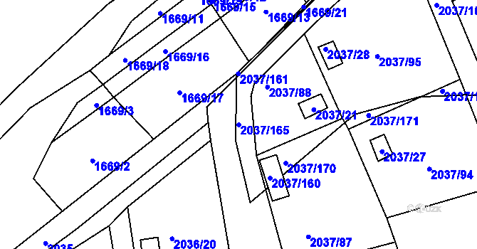 Parcela st. 2037/165 v KÚ Bílovec-město, Katastrální mapa