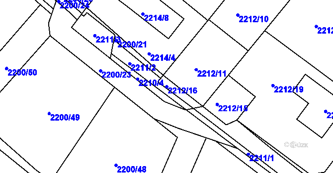 Parcela st. 2212/16 v KÚ Bílovec-město, Katastrální mapa