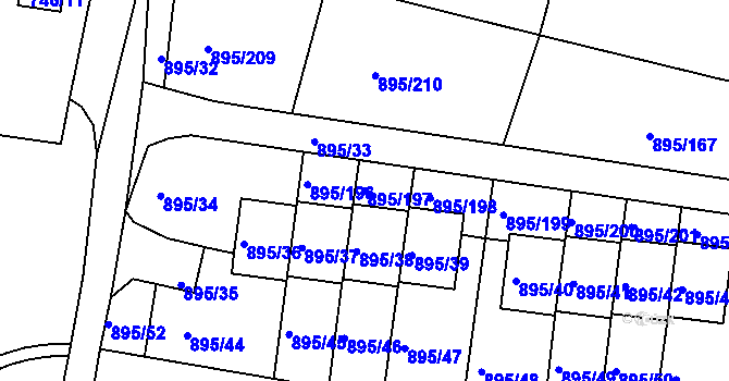 Parcela st. 895/197 v KÚ Bílovec-město, Katastrální mapa