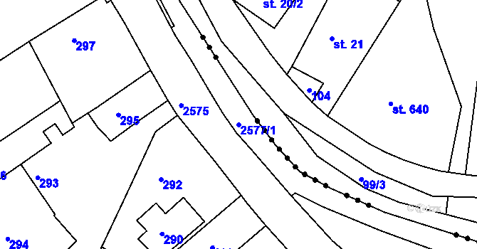 Parcela st. 2577/1 v KÚ Bílovec-město, Katastrální mapa