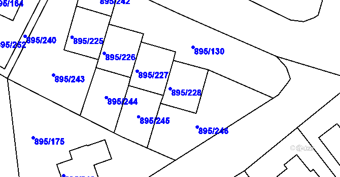 Parcela st. 895/228 v KÚ Bílovec-město, Katastrální mapa