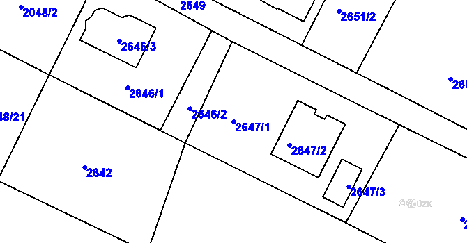 Parcela st. 2647/1 v KÚ Bílovec-město, Katastrální mapa