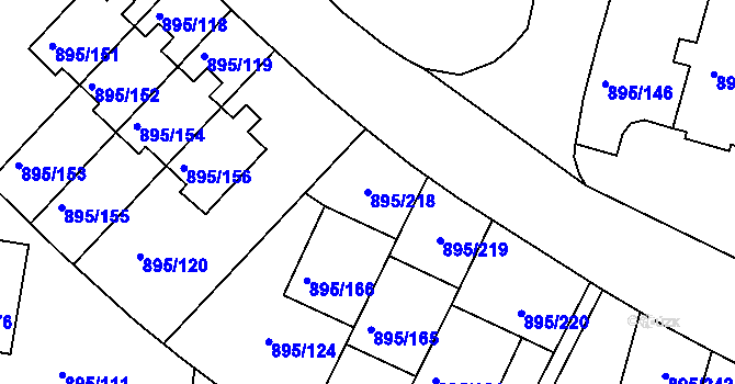 Parcela st. 895/218 v KÚ Bílovec-město, Katastrální mapa