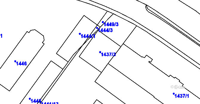 Parcela st. 1437/3 v KÚ Bílovec-město, Katastrální mapa