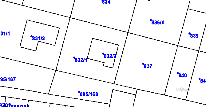 Parcela st. 832/2 v KÚ Bílovec-město, Katastrální mapa