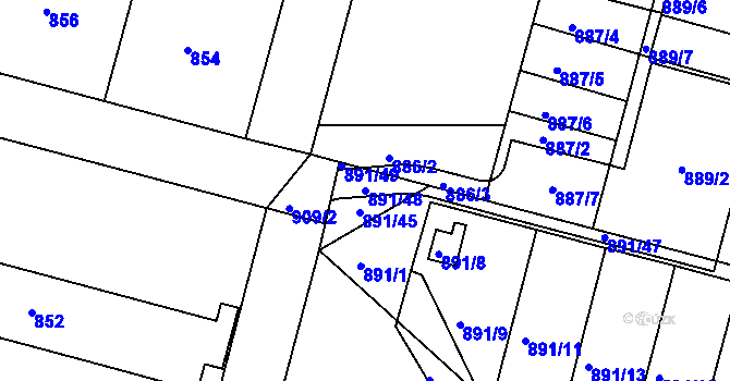 Parcela st. 891/48 v KÚ Bílovec-město, Katastrální mapa