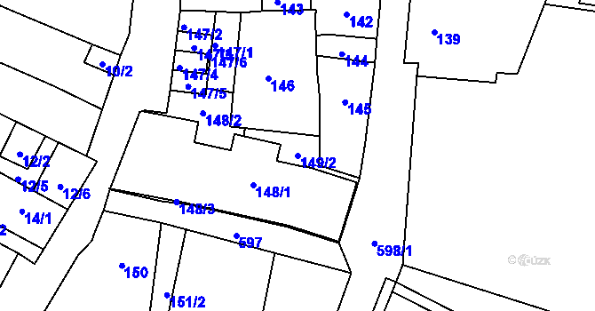 Parcela st. 149/2 v KÚ Bílovec-město, Katastrální mapa