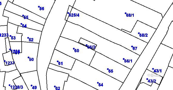 Parcela st. 66/2 v KÚ Bílovec-město, Katastrální mapa