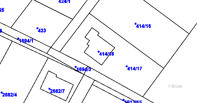 Parcela st. 414/18 v KÚ Bílovec-město, Katastrální mapa
