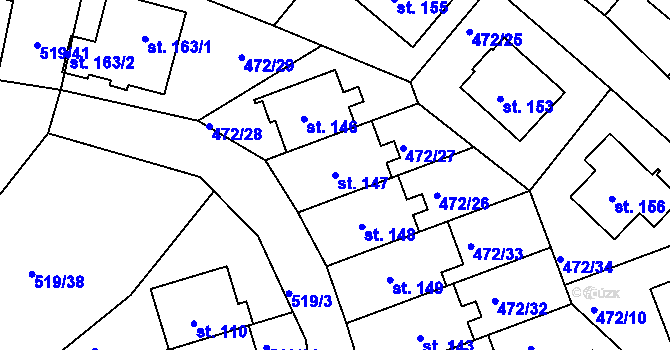 Parcela st. 147 v KÚ Radotín u Bílovce, Katastrální mapa