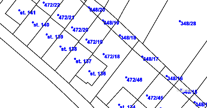 Parcela st. 472/18 v KÚ Radotín u Bílovce, Katastrální mapa