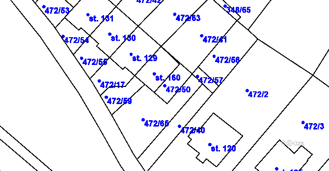 Parcela st. 472/50 v KÚ Radotín u Bílovce, Katastrální mapa