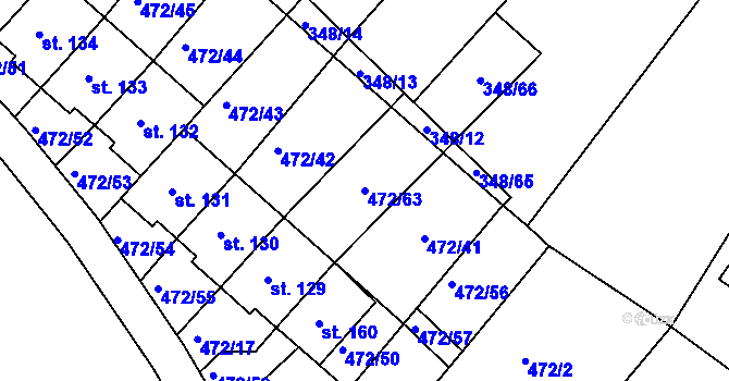 Parcela st. 472/63 v KÚ Radotín u Bílovce, Katastrální mapa