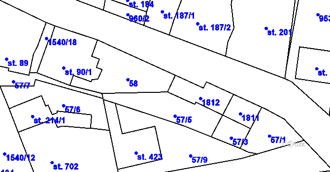 Parcela st. 90/2 v KÚ Bílovice u Uherského Hradiště, Katastrální mapa