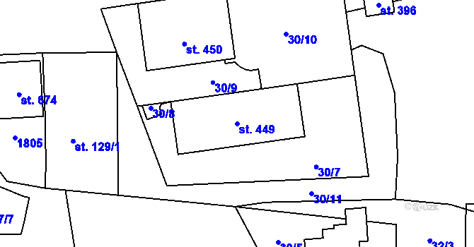 Parcela st. 449 v KÚ Bílovice u Uherského Hradiště, Katastrální mapa