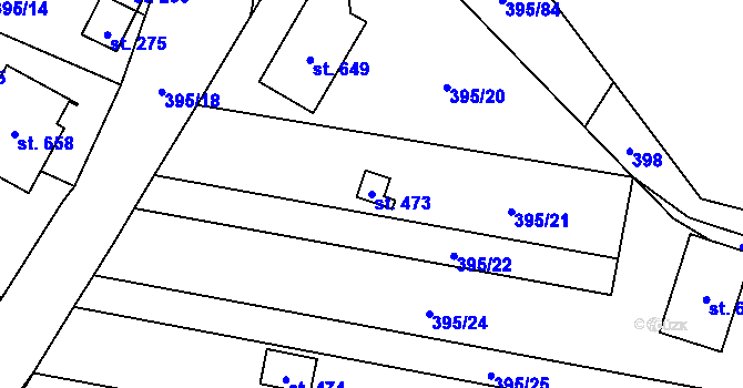 Parcela st. 473 v KÚ Bílovice u Uherského Hradiště, Katastrální mapa