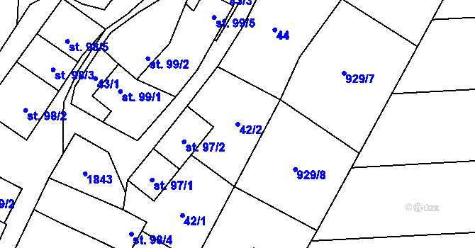 Parcela st. 42/2 v KÚ Bílovice u Uherského Hradiště, Katastrální mapa