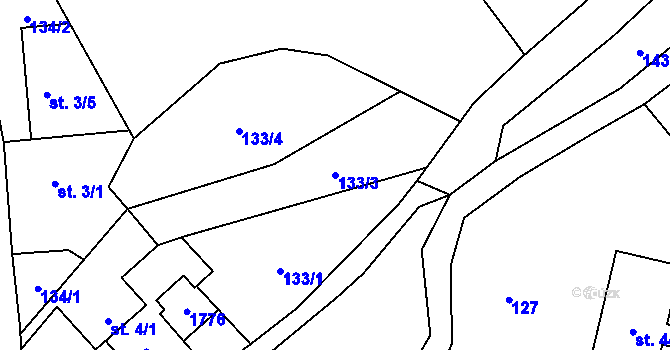 Parcela st. 133/3 v KÚ Bílovice u Uherského Hradiště, Katastrální mapa