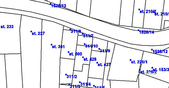 Parcela st. 311/10 v KÚ Bílovice u Uherského Hradiště, Katastrální mapa