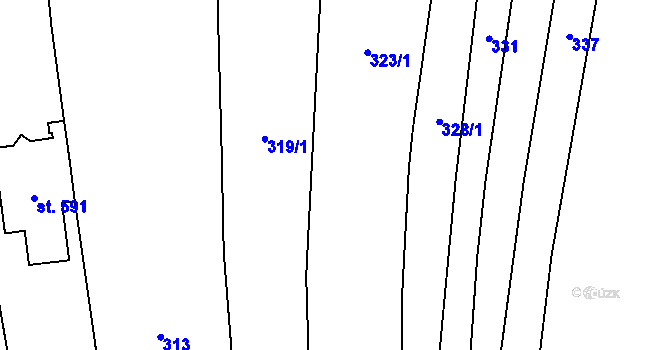 Parcela st. 321 v KÚ Bílovice u Uherského Hradiště, Katastrální mapa