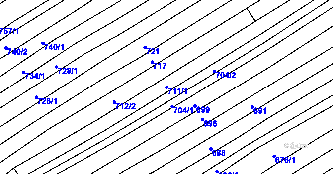 Parcela st. 711/1 v KÚ Bílovice u Uherského Hradiště, Katastrální mapa