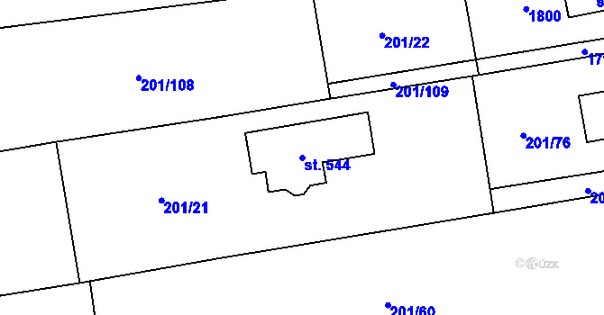 Parcela st. 544 v KÚ Bílovice u Uherského Hradiště, Katastrální mapa