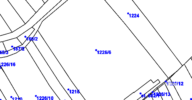 Parcela st. 1226/6 v KÚ Bílovice u Uherského Hradiště, Katastrální mapa