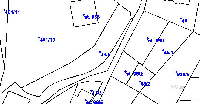 Parcela st. 39/6 v KÚ Bílovice u Uherského Hradiště, Katastrální mapa