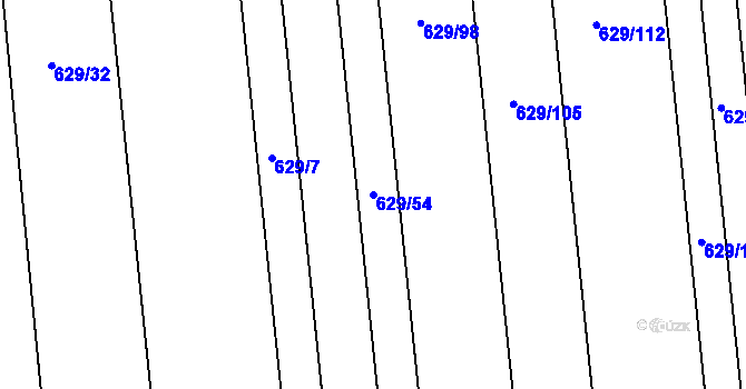 Parcela st. 629/54 v KÚ Bílovice u Uherského Hradiště, Katastrální mapa