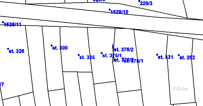 Parcela st. 375/1 v KÚ Bílovice u Uherského Hradiště, Katastrální mapa
