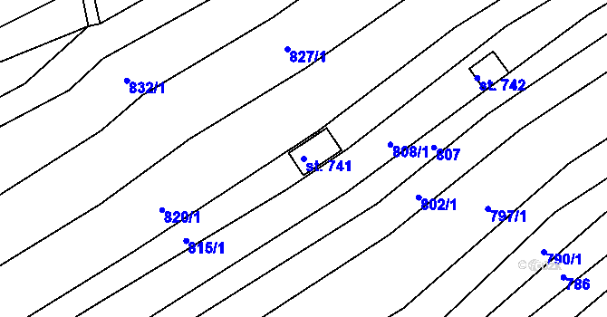 Parcela st. 741 v KÚ Bílovice u Uherského Hradiště, Katastrální mapa
