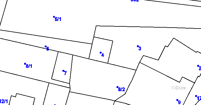 Parcela st. 4 v KÚ Lutotín, Katastrální mapa