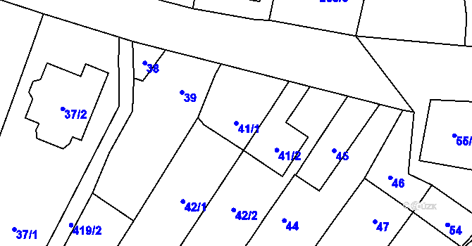 Parcela st. 41/1 v KÚ Lutotín, Katastrální mapa