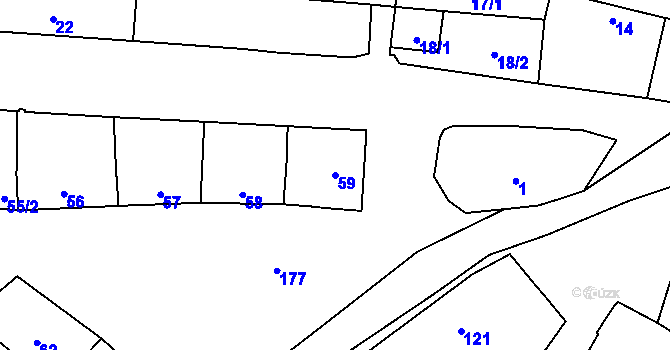 Parcela st. 59 v KÚ Lutotín, Katastrální mapa