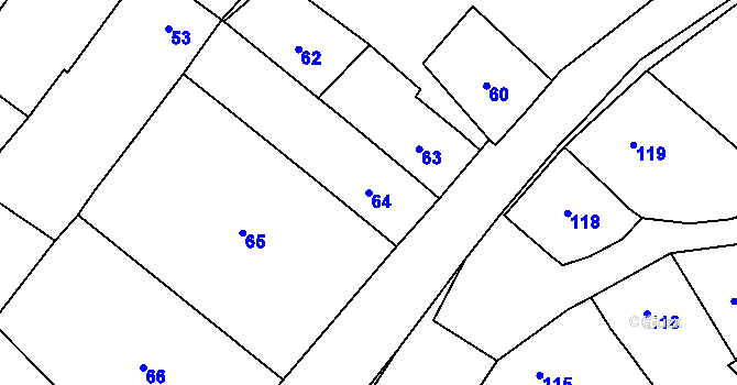 Parcela st. 64 v KÚ Lutotín, Katastrální mapa