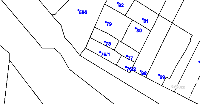 Parcela st. 76/1 v KÚ Lutotín, Katastrální mapa
