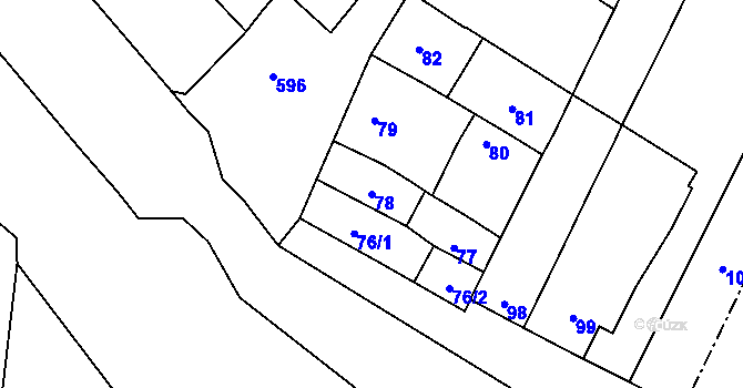 Parcela st. 78 v KÚ Lutotín, Katastrální mapa