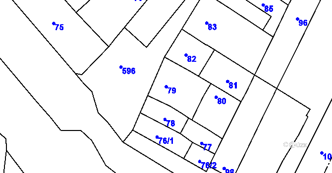 Parcela st. 79 v KÚ Lutotín, Katastrální mapa