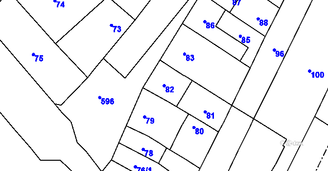 Parcela st. 82 v KÚ Lutotín, Katastrální mapa
