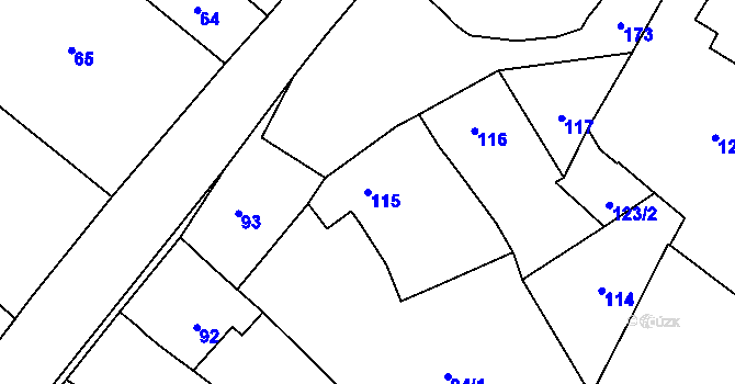 Parcela st. 115 v KÚ Lutotín, Katastrální mapa
