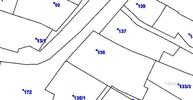 Parcela st. 136 v KÚ Lutotín, Katastrální mapa