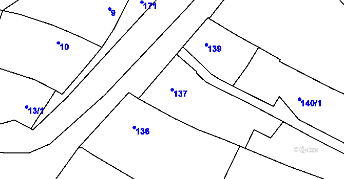 Parcela st. 137 v KÚ Lutotín, Katastrální mapa