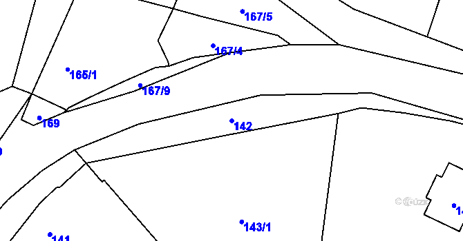 Parcela st. 142 v KÚ Lutotín, Katastrální mapa