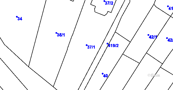 Parcela st. 37/1 v KÚ Lutotín, Katastrální mapa