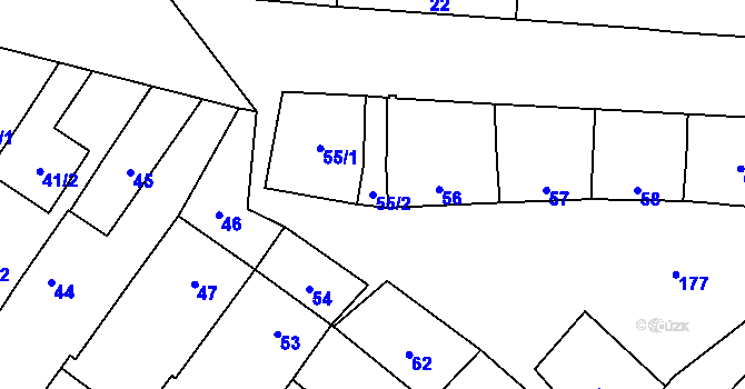 Parcela st. 55/2 v KÚ Lutotín, Katastrální mapa