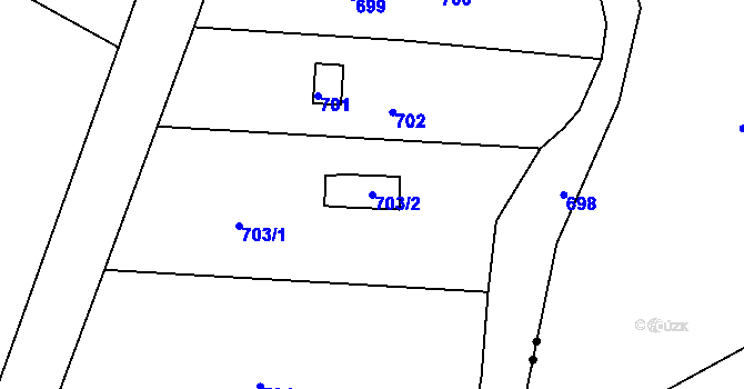 Parcela st. 703/2 v KÚ Lutotín, Katastrální mapa