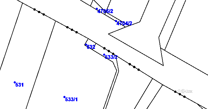Parcela st. 533/2 v KÚ Lutotín, Katastrální mapa