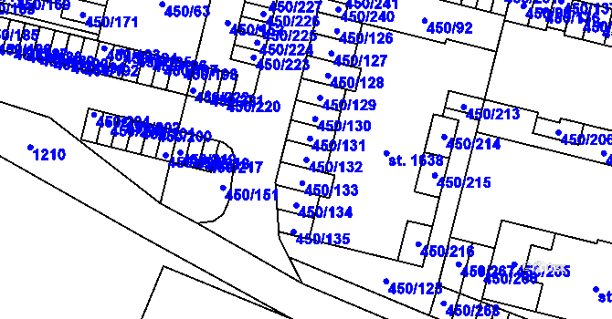Parcela st. 450/132 v KÚ Bílovice nad Svitavou, Katastrální mapa