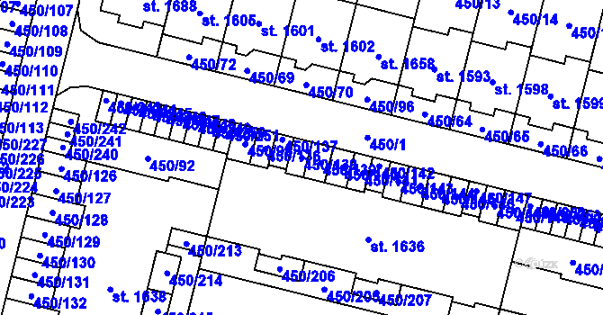 Parcela st. 450/138 v KÚ Bílovice nad Svitavou, Katastrální mapa